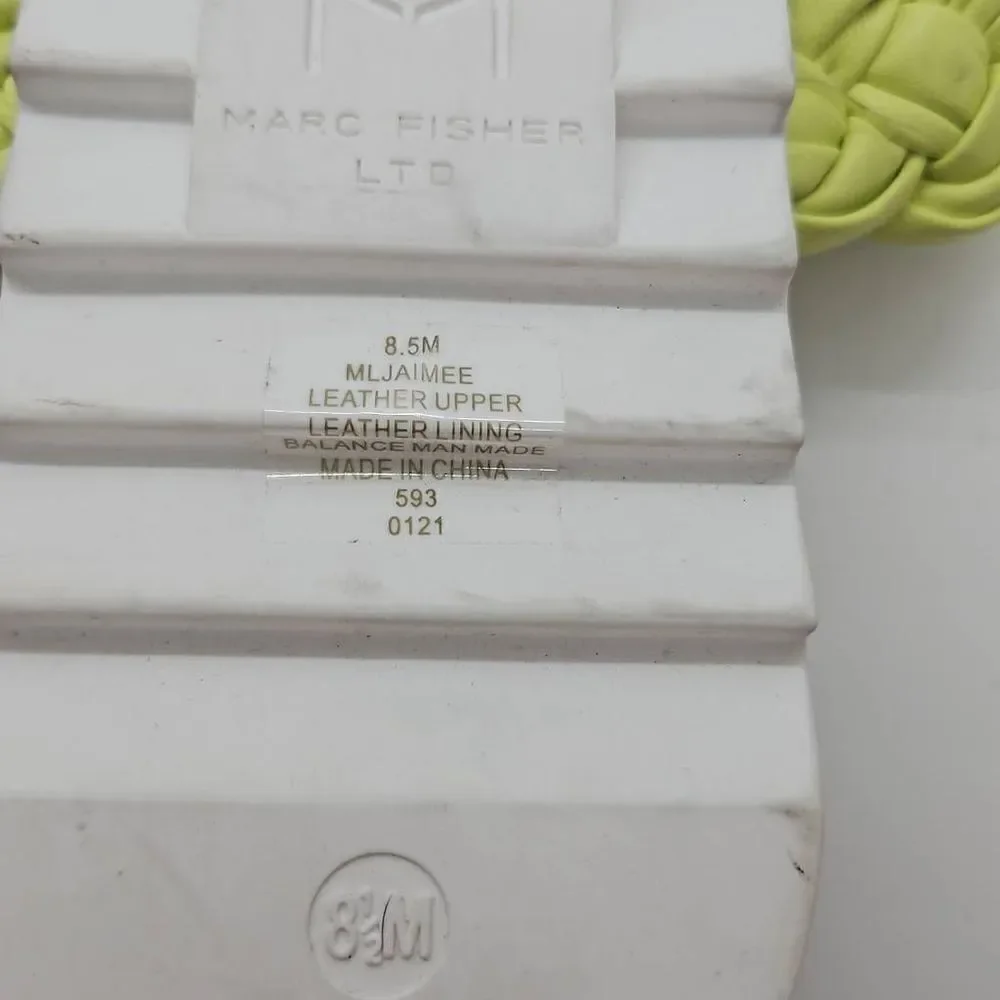 Lime Green Jaime Flat Marc Fisher Slip On Women Sandals Espadrille Size 8.5